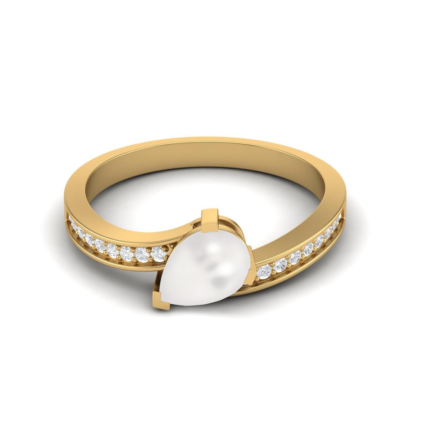 

7x5MM Pear Shape Natural Pearl 925 Sterling Silver Gold Vemreil Solitaire Women Wedding Ring 5 жёлтый