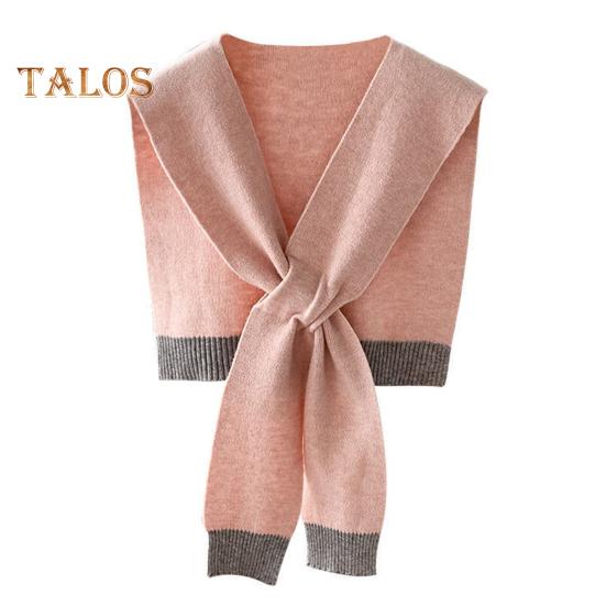 Women Knitting Shawl Patchwork Color Soft Knotted Design Versatile Soft Texture Shawl Winter Warm Scarf