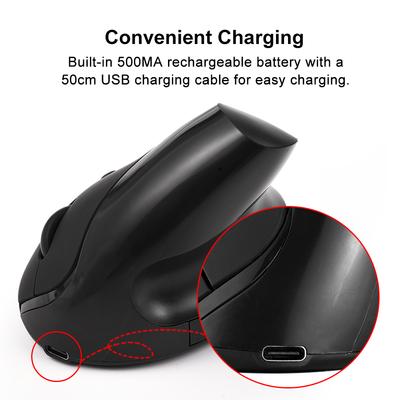 Vertikální myš Bezdrátová ergonomická dobíjecí myš 2,4 GHz herní myš s USB-C nabíjením 2400