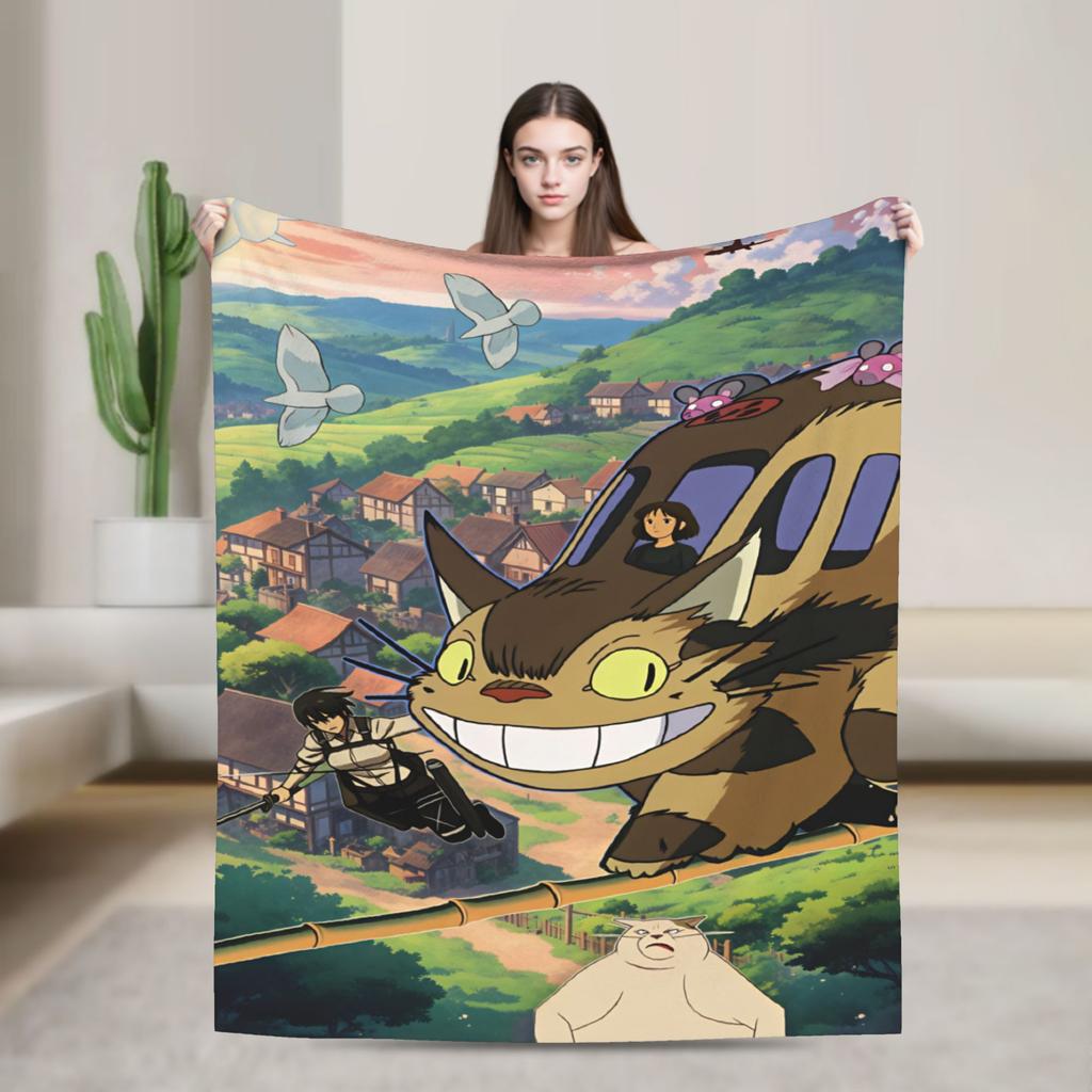 Totoro Blankets Soft Fluffy Plush Bedding Throws For Couch Bed Travel Flannel Bedspread Bed Cover