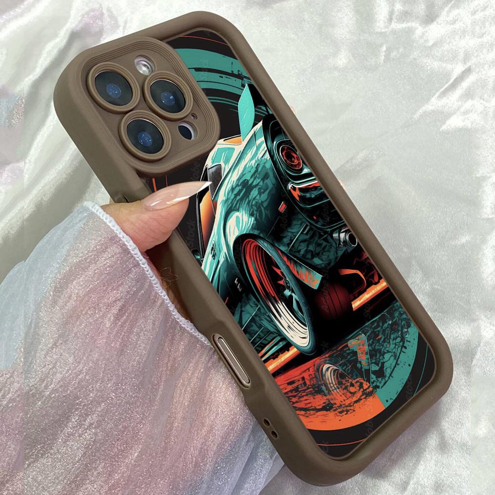JT459 Retro Art Style of the Beautiful Car for iPhone 17 16 15 14 13 Pro Max Samsung S26 S25 Ultra A17 A07 A56 A16 Xiaomi 15T Redmi 15c 14C Soft Case