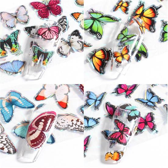 Design 20Pcs Butterfly Nail Art Sticker Starry Sky Transfer Decal Manicure Decor