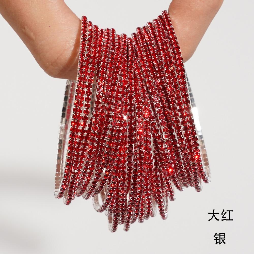 Fashion Bohemia Shining Inlay Colorful Rhinestone Single-row Square Elastic Bracelets for Women Men Couple Friends Jewelry Gift