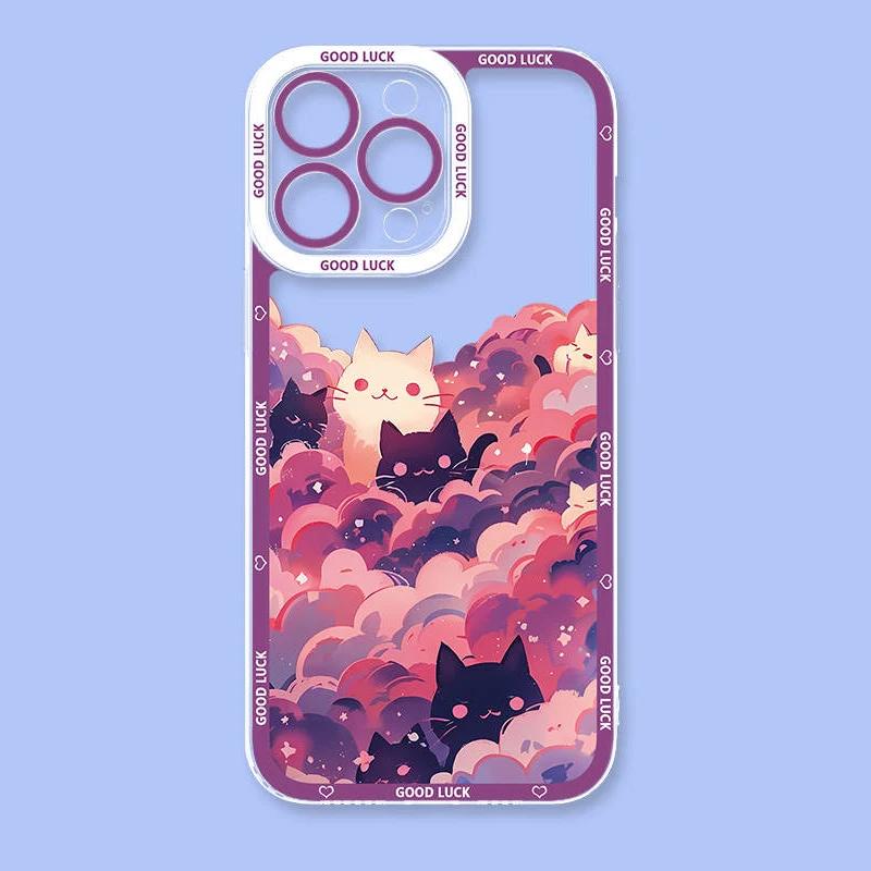 Artistic Black Cat Starry Phone Case For Samsung Galaxy S25 Edge S23 S22 S21 S24 Ultra Plus FE A56 A26 A36 5G A16 A06 4G A17 A07