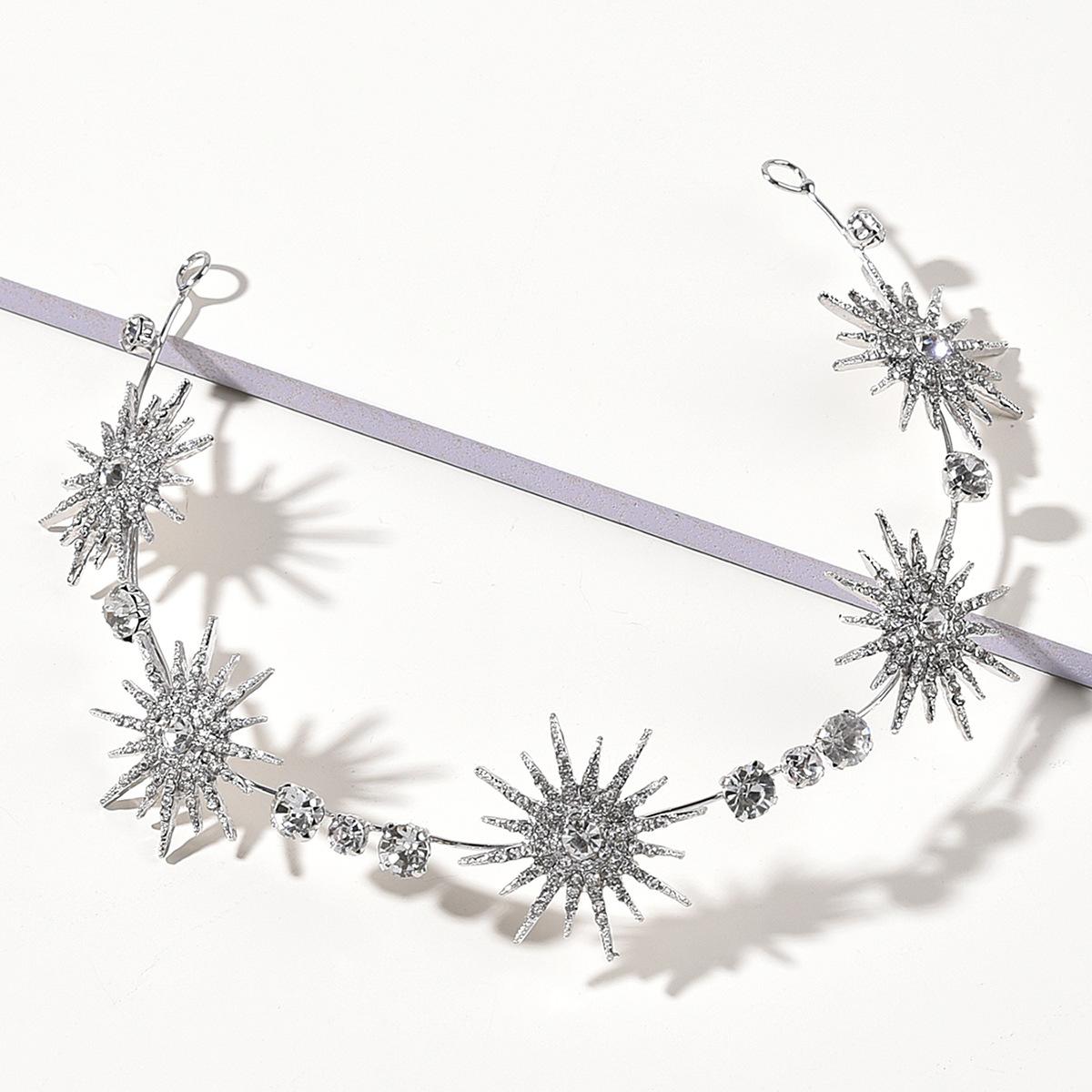 

Свадебная корона, украшения для волос, свадебный головной убор, стразы, звездная корона, двухслойная повязка для волос с кристаллами, свадебный головной убор для невесты, SL