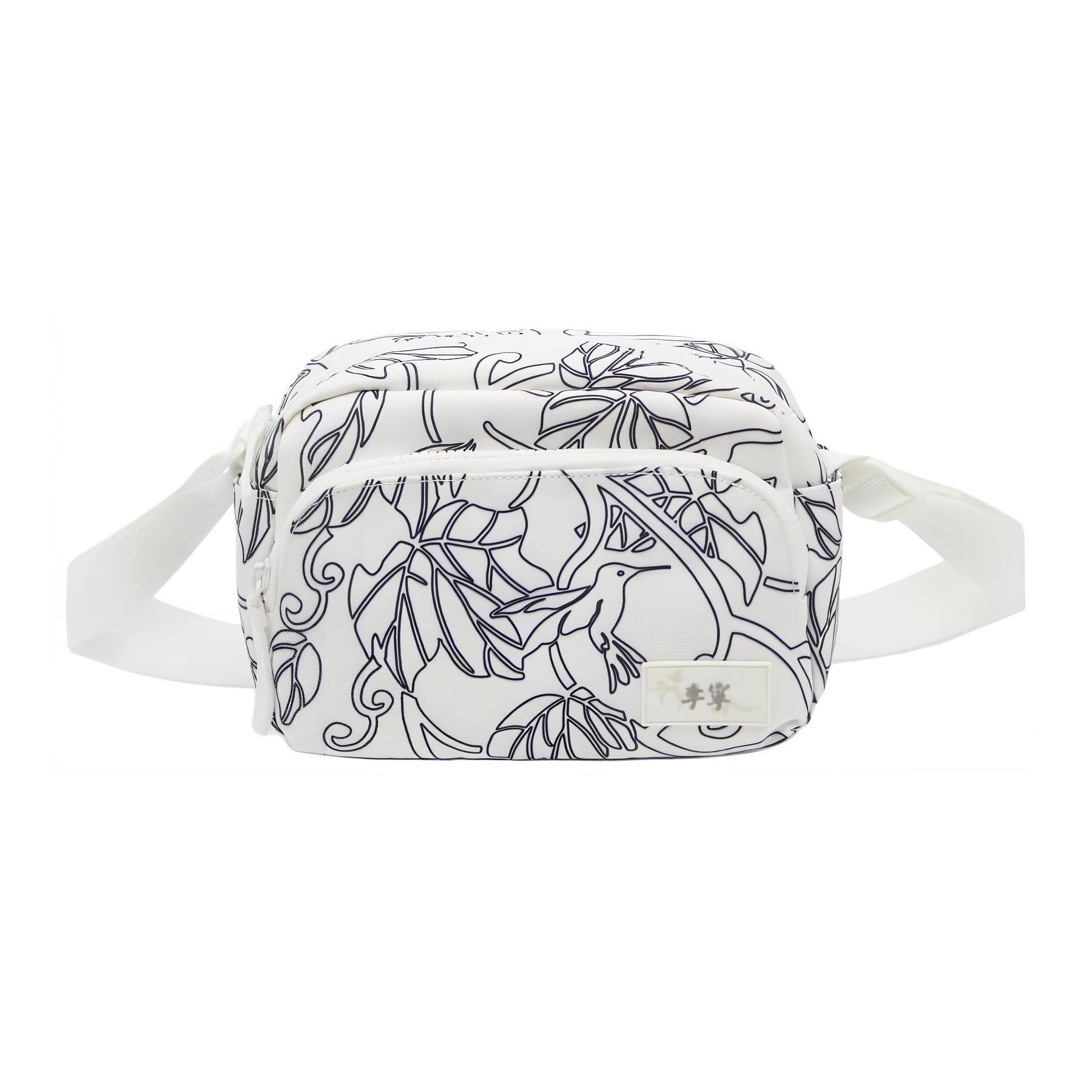 Li Ning Chinese Culture Series Water-Resistant Casual Classic Polyester Crossbody Bag Medium Unisex bags White ABDU105-3 White All Over Print