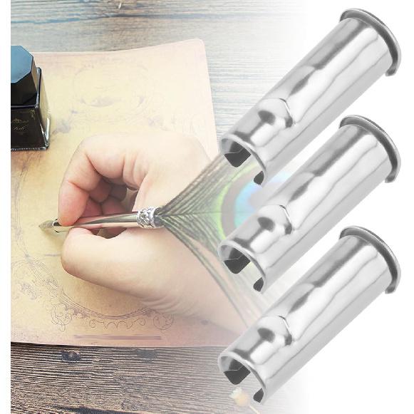 Create Idea 10pcs Dip Pen Ferrules Sleeve - 65 Manganese Steel Cover and Nib Holder for Calligraphy, Drawing, Writing, and Sketching
