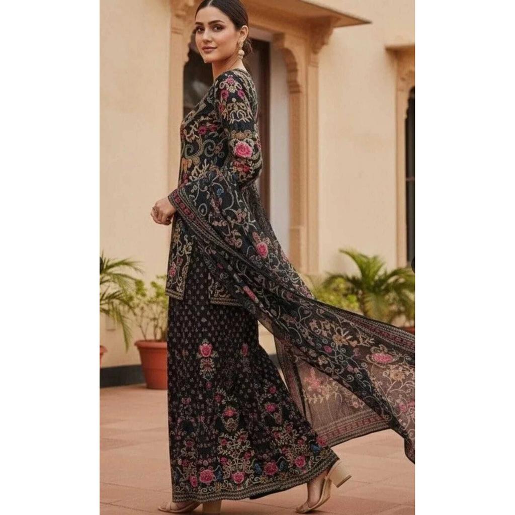 Women's Wedding Wear Kurti Sharara Dupatta Set Bollywood Pakistani Salwar Kameez