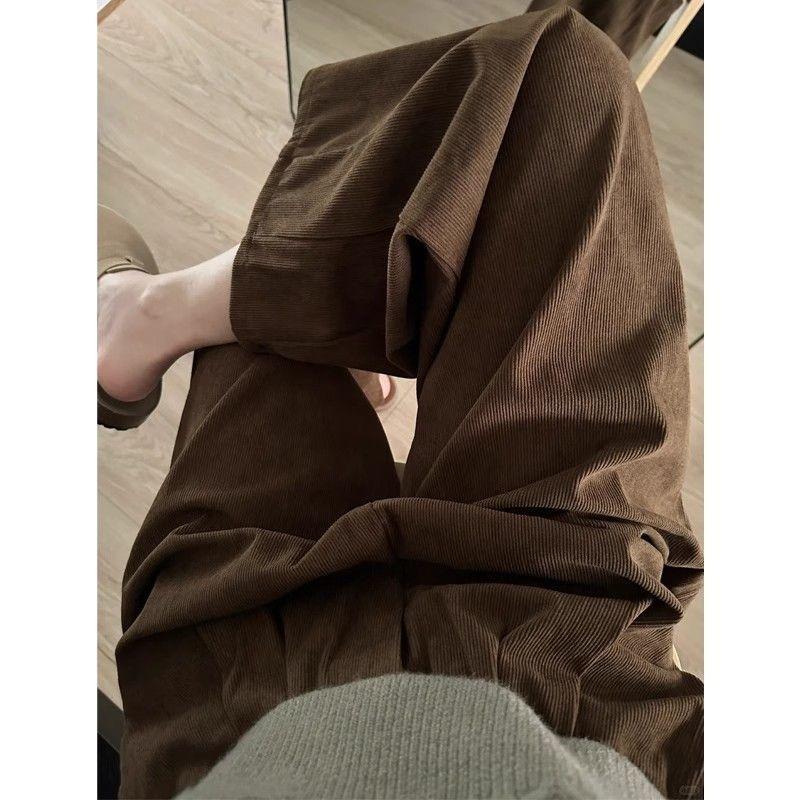 Japanese Retro Thickened Corduroy Wide-leg Pants for Women in Autumn and Winter New Loose High-waisted Casual Petite Pants