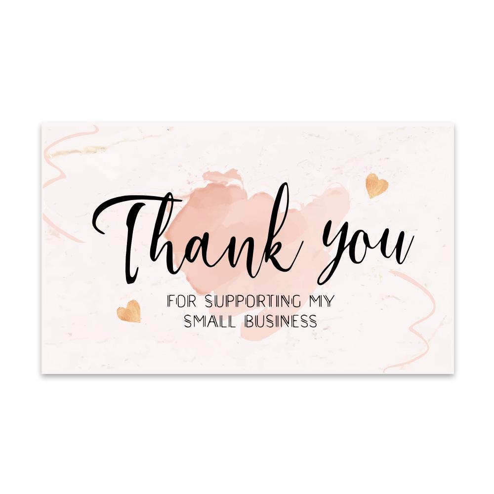 Green Leaf Thank You Card with Pink Packaging - Coated Paper Gift Card