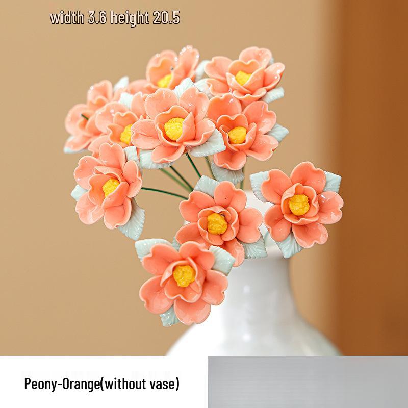 Traditional Jingdezhen Peony Ceramic Vase - Eternal Flower Simulation Decoration