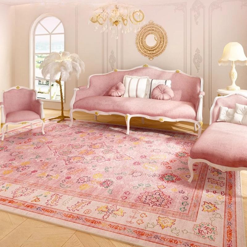 French Style Bedroom Decor Pink Carpet Large Area Carpets for Living Room Fluffy Soft Cloakroom Floor Mat Thick Plush Lounge Rug