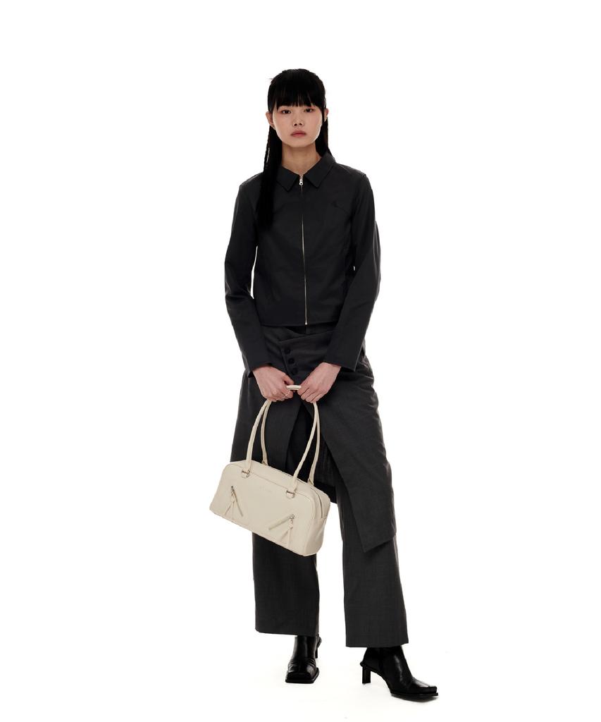Ectar Square Double Zipper Shoulder Bag - Square Double Zipper Shoulder Bag [Ivory]