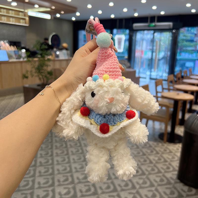 Girlish Heart Lop-Eared Rabbit Plush Pendant: Cute Cartoon Top Hat Keychain & Bag Charm