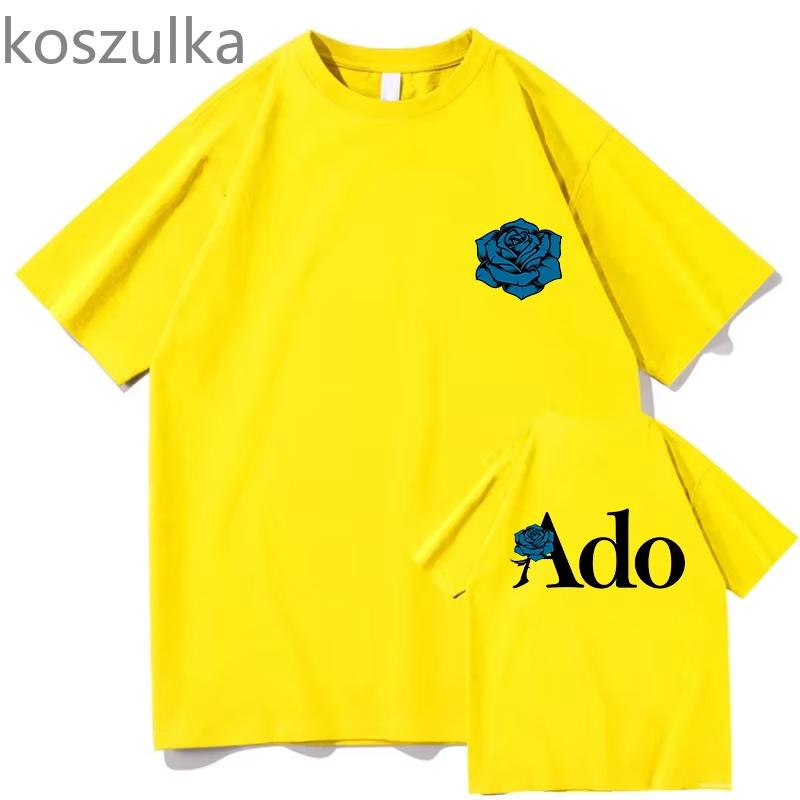 Wish World Tour Merch Tee Women Men Fashion Casual Harajuku Short Sleeve Kpop Goth Vintage Pure Clothes Ado Blue Rose T-shirts