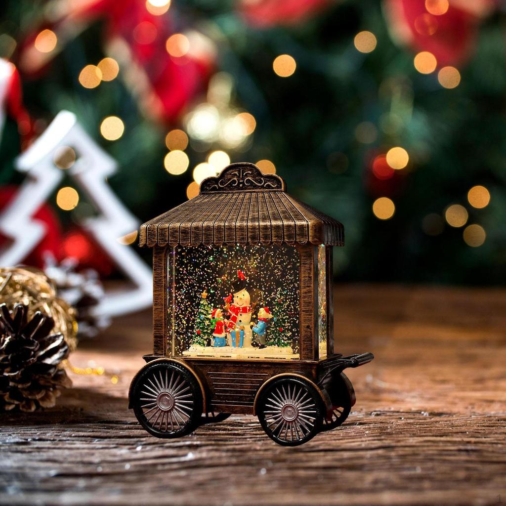 Christmas Musical Snow Globe Decoration Music Box Snowman Glittering for Table Centerpiece