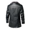 Men's medium and long leather jacket Middle-aged and elderly autumn and winter business European size plush large lapel suit leather plush jacket men