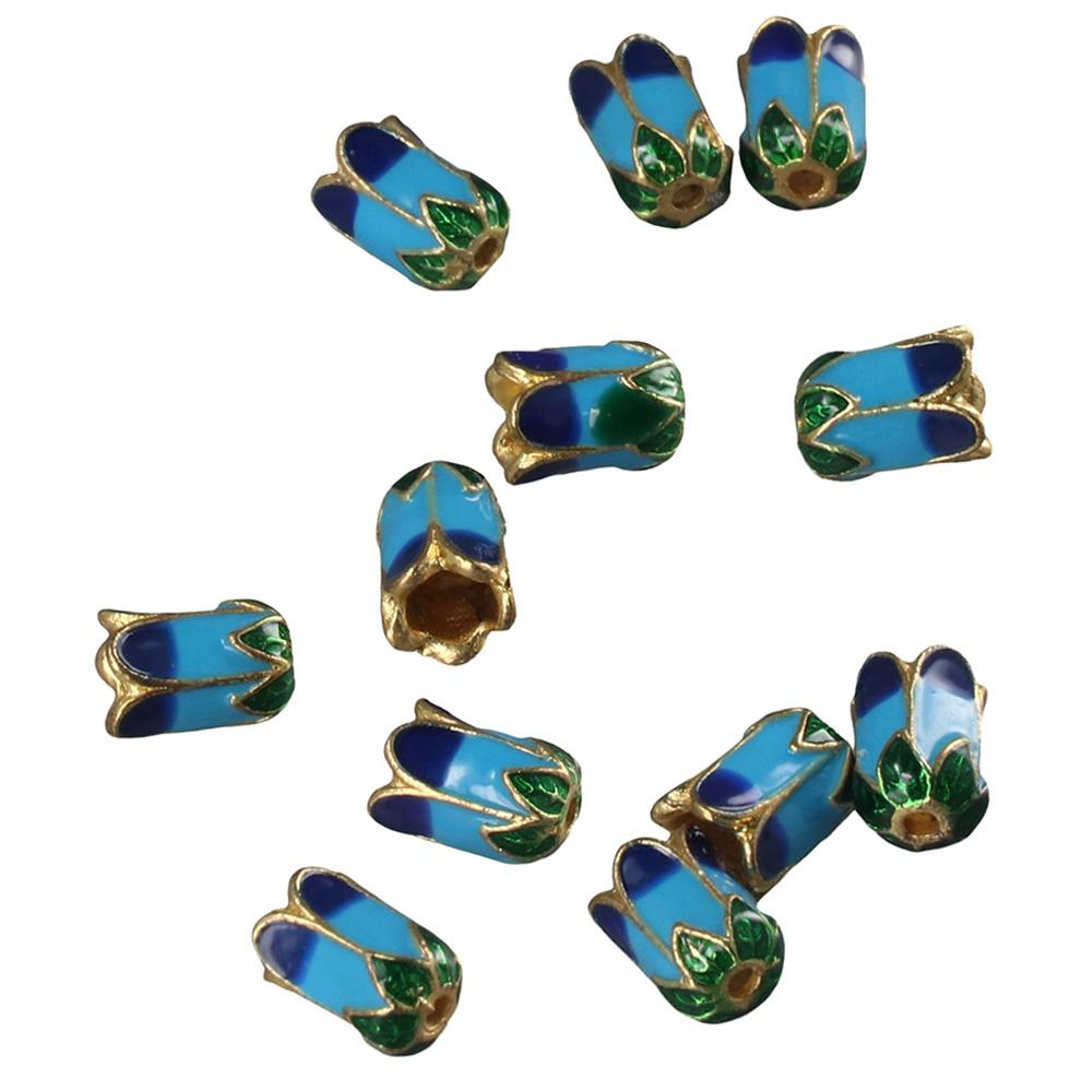 

11 мм * 7,5 мм, цветочные эмалированные бусины, колпачки из сплава, позолоченные, свободные бусины, изысканный браслет-колпачок