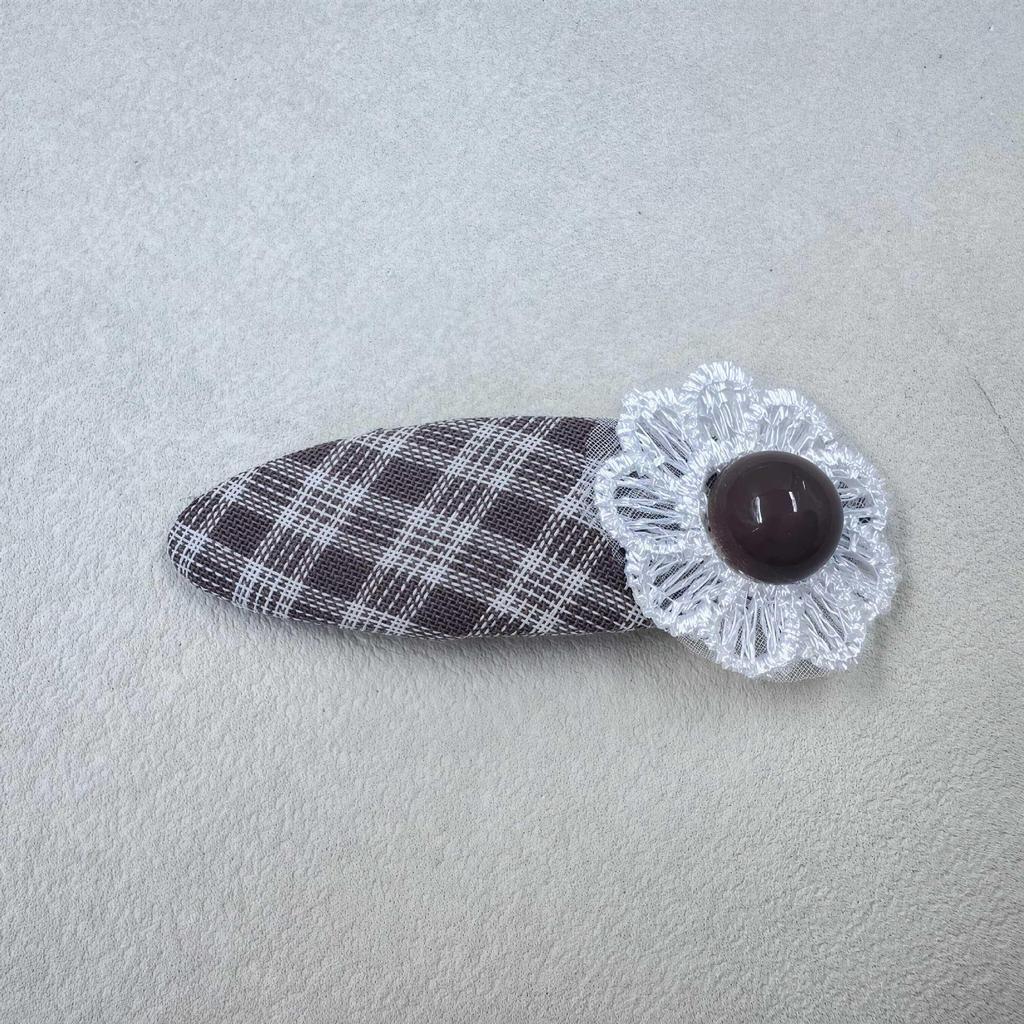 Korean Plaid Fabric Retro Kids' Flower Hair Clip
