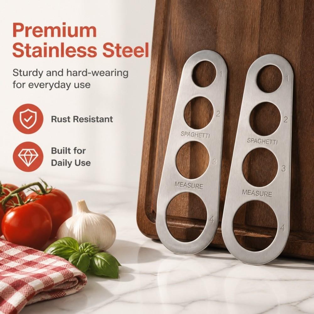 2 PCS Silver Spaghetti Measurer Stainless Steel Spaghetti Measure Ruler Meal Prep