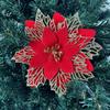 1PC Christmas Golden Glitter 14cm Flower Christmas Tree Decoration Ornaments Color Glitter Home Party Decoration Supplies