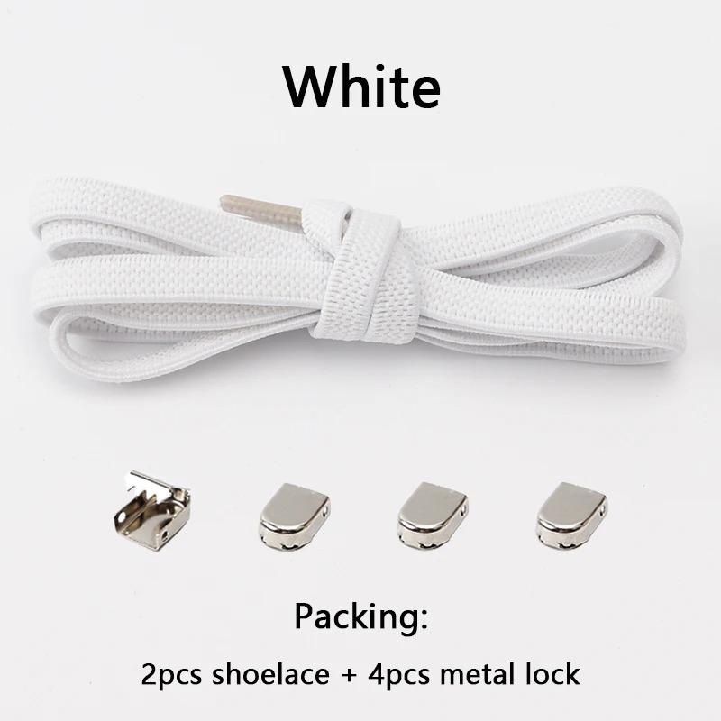 1 Pair Flat Shoe Laces For Sneakers Elastic Shoelaces Without Ties Press The Metal Lock Lazy Shoes Lace Rubber Band Accessories