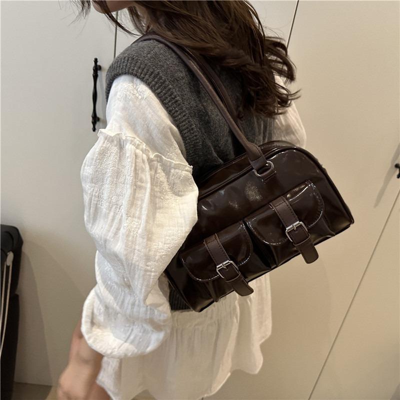 Retro Bowling Portable Armpit Bag Women's New Autumn and Winter Popular Versatile Casual Work Commuter Shoulder Bag