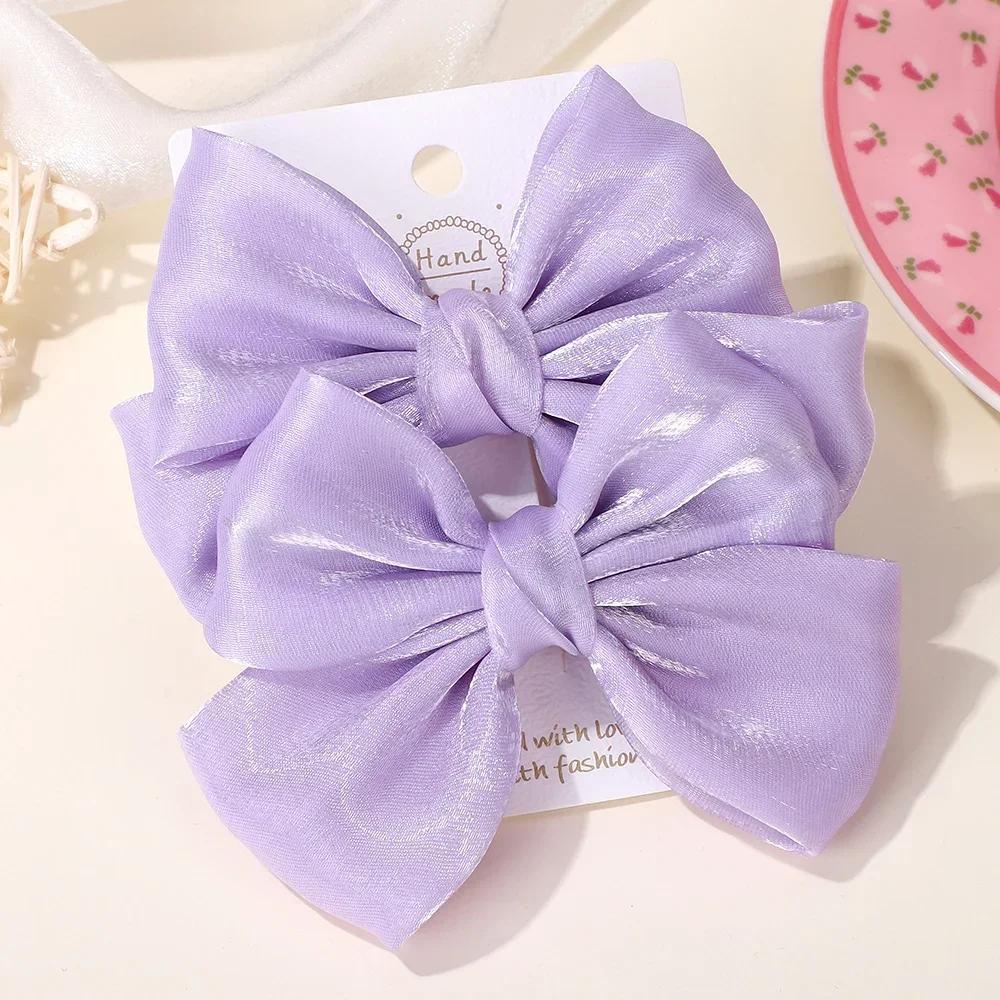 BABY BOWS 2Pcs 4.3inch Big Bows Chiffon Hair Clips Cheer Bowknot Hairpin Children Headdress Fashion Girls Hair Accessories