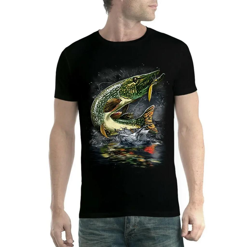 Pike Fish Mens Fishing T-Shirt Summer Cotton Short Sleeve O-Neck Men's T Shirt New S-3XL
