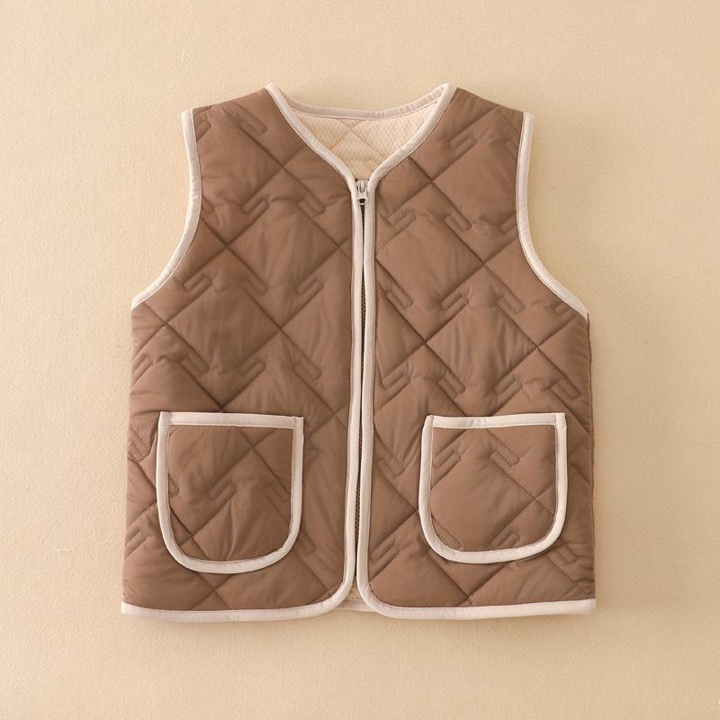 Children's Cotton Windproof Sleeveless Vest for School Uniforms and Casual Warmth, Primary and Middle School Students