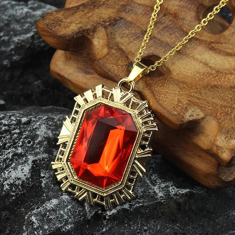 Same The Sandman Ruby Necklace Square Pendant Cos Props Birthday Christmas Gift
