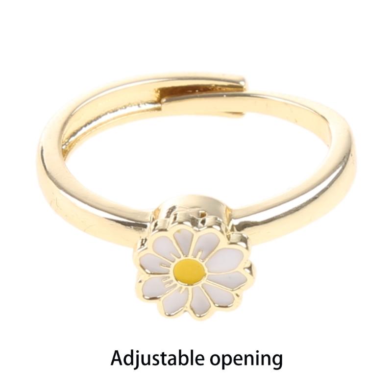 Fashion for Creative Rose Gold Spin Ring For Women Daisy Flower Rotatable Rings Adjustable Wedding Party Jewelry Gift