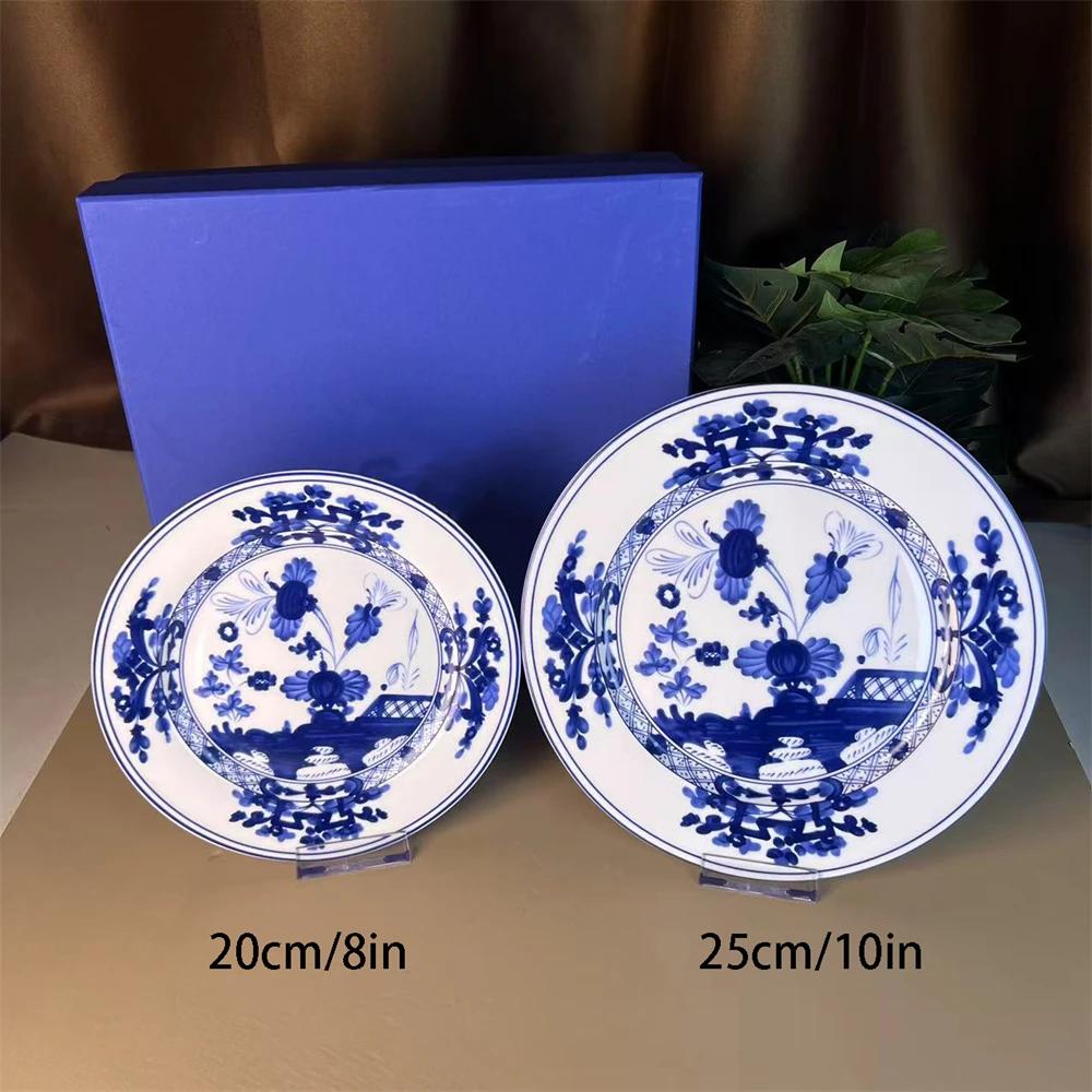 High-end Oriental Series Plate Coffee Cup And Saucer Mug Pink Purple Blue Printed Plate Cup And Saucer Suit Gift Box Tea Cup Set