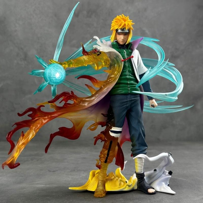 GEM Series Naruto Minato Namikaze „Gelber Blitz“ Statue, 26cm Leuchtende Figur mit zwei Kopfskulpturen, Anime Sammlerstück Display