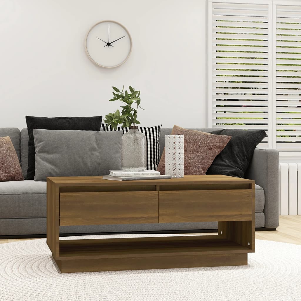 Coffee Tables Coffee Table Brown Oak 102.5X55x44 Cm Engineered Wood