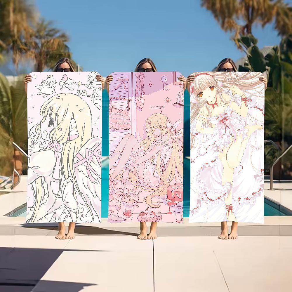 Anime C-Chobits Cute Chii Towel Sports Quick Dry Travel Camping Gear Sandproof Soft Light Large Beach Towel