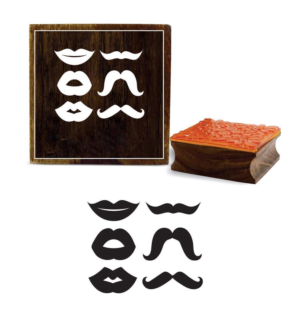 Printtoo Craft Lips And Mustache Clip-art Square Wooden Rubber Stamp Craft Block-2 x 2