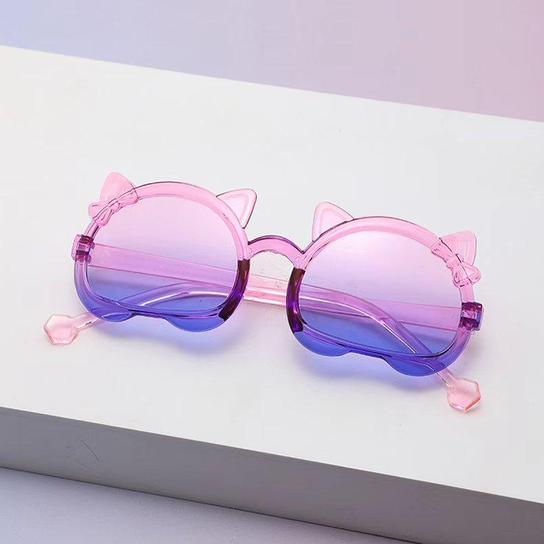 One-Piece Children'S Sunglasses Cute Kitten Children'S Glasses Cartoon Candy Color Baby Sunglasses