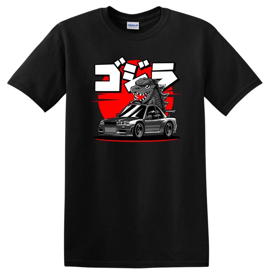 Godzilla Car Graphic T Shirt Cool Racing Tee for Anime and Car Enthusiasts XS