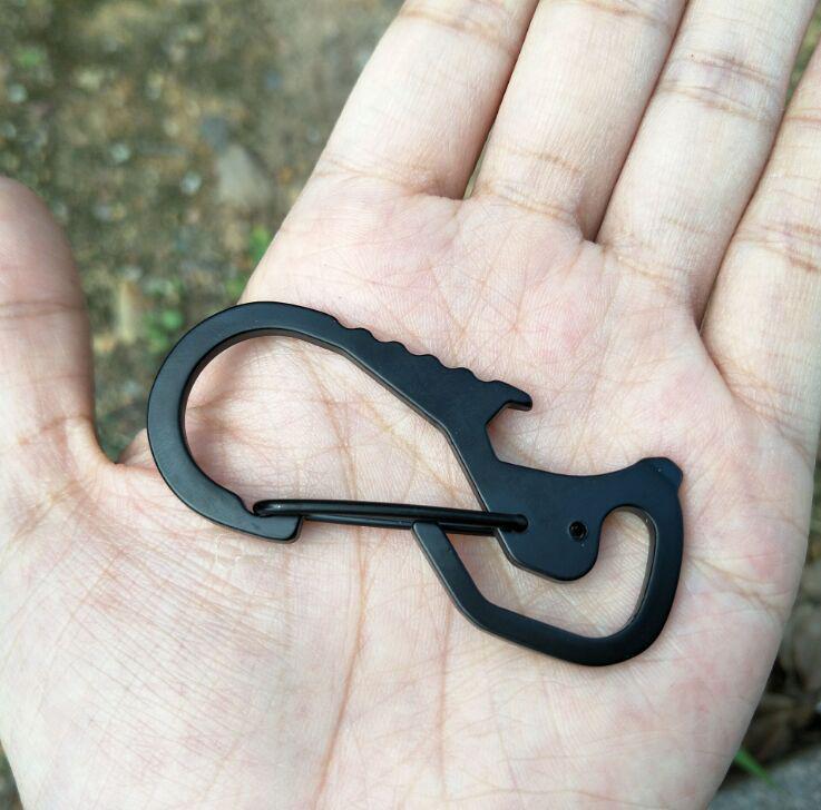 Multi-function Stainless Steel Keychain with Bottle Opener, Carabiner, and Screwdriver
