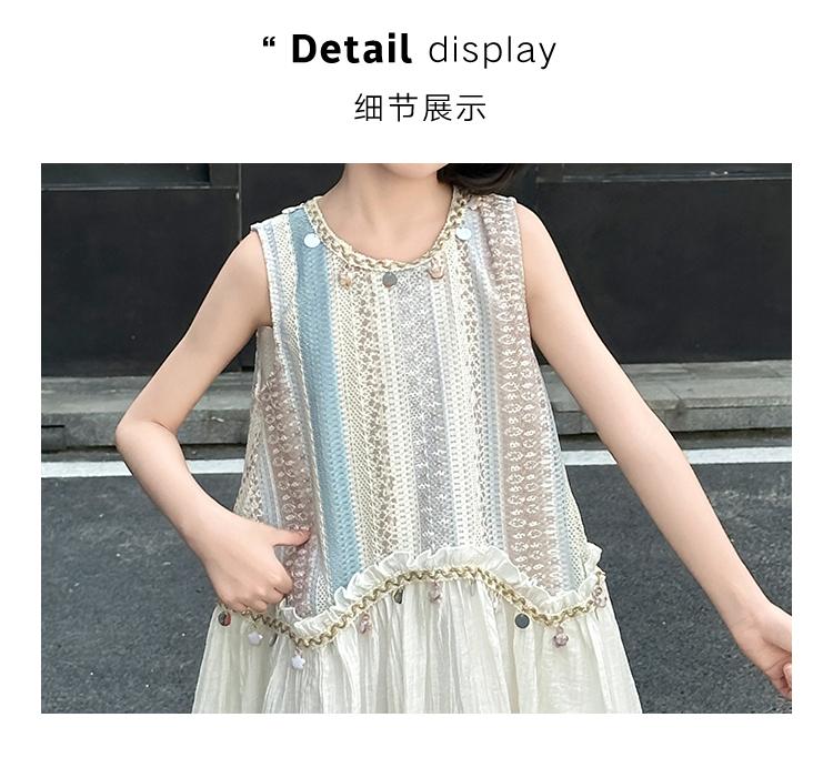 Girls' dress summer 2026 new children's summer dress, stylish bohemian style sleeveless tank top dress