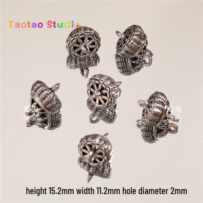 Tibetan Antique Silver Flower Spacer Beads Pendant for DIY Jewelry