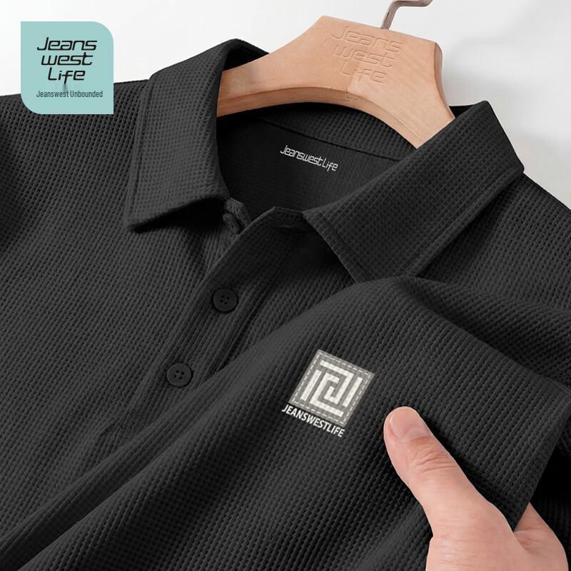 JEANSWEST LIFE Men s Waffle Half-Placket Polo T-Shirt 2XL