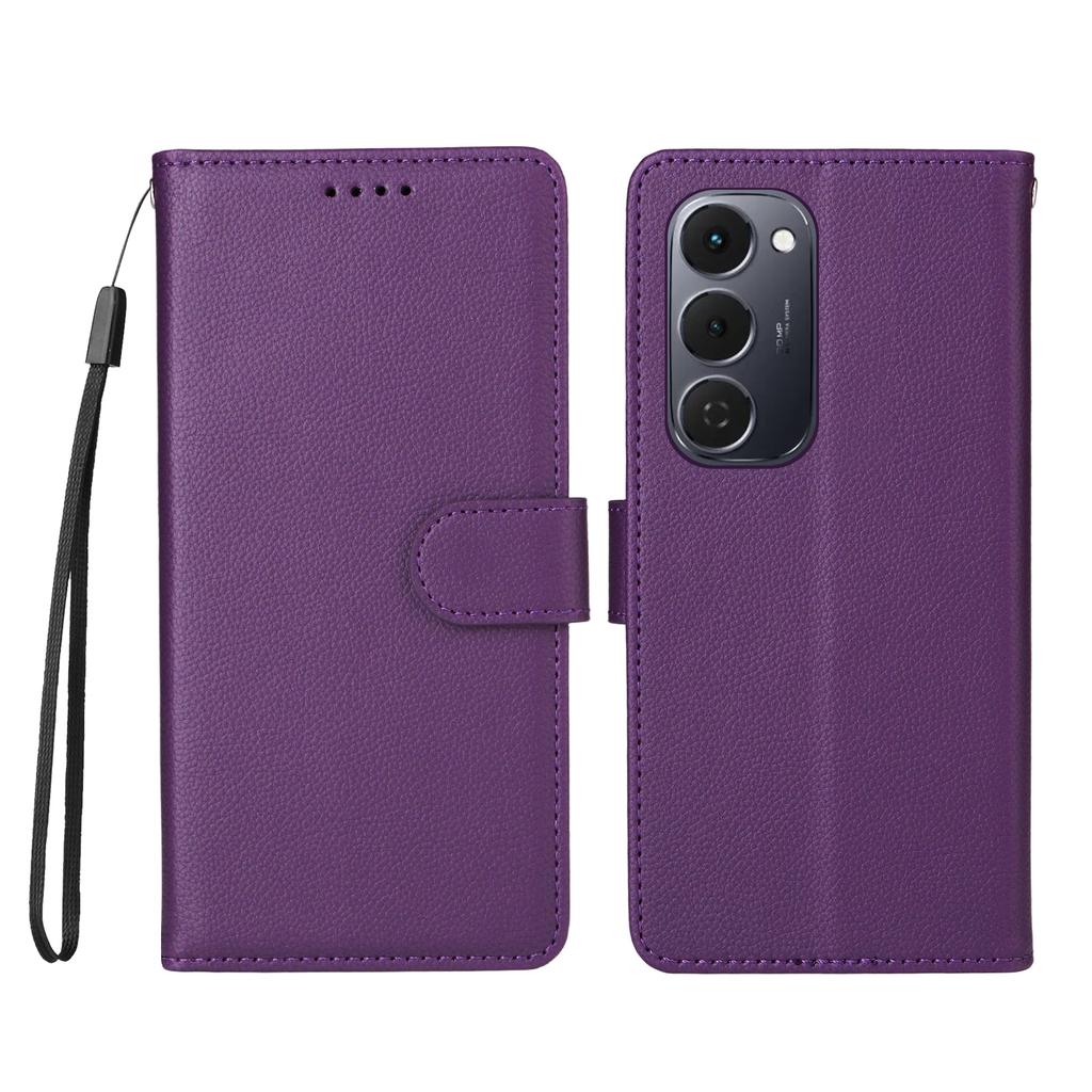 For TECNO Spark 40 Pro+ 4G Case RFID Blocking 3 Card Slots PU Leather Phone Cover with Wrist Strap