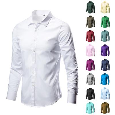 Herren-Langarmhemd, bügelleicht, schmale Passform, knitterfrei, perfekte Passform, Business-Casual