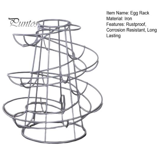 Egg Holder Spiral Storage Rack Rustproof Corrosion Resistant Hollow Bottom Design Egg Storage Shelf Dispenser