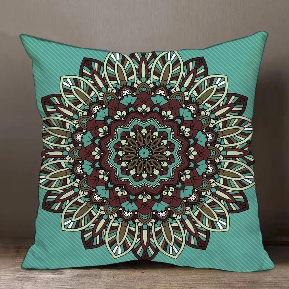 Home Decor Colorful Mandala Patterned Decorative Pillow Covers Pattern Cushion Cover Suitable For Sofa Bedroom Car Pillow Cover