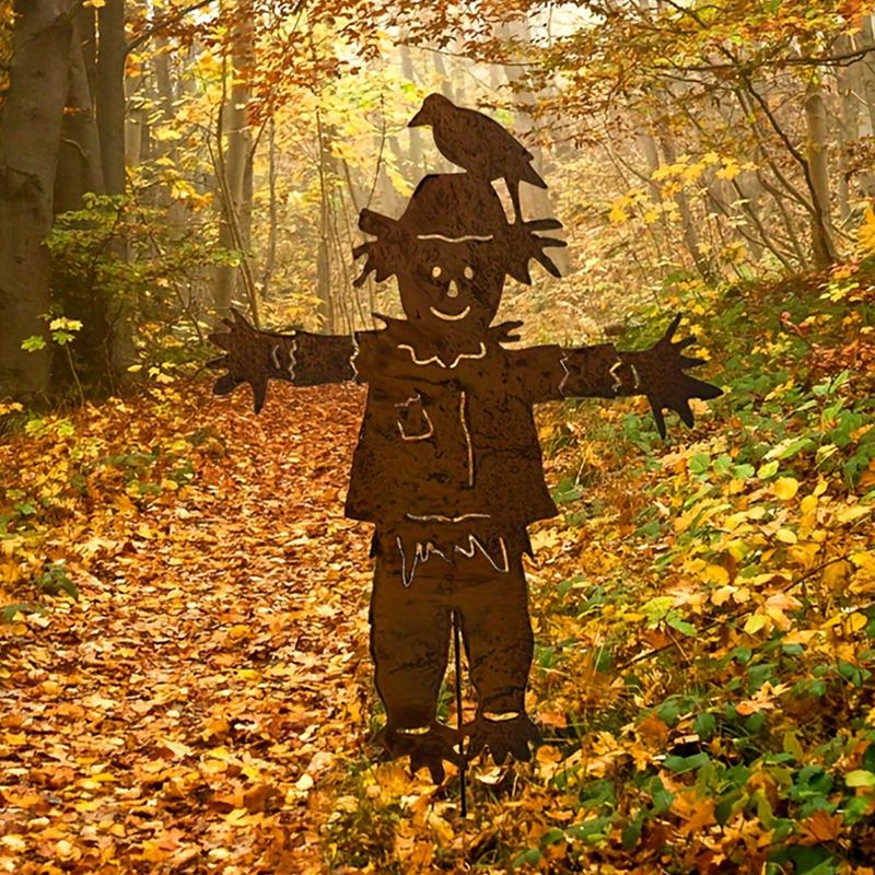 Vintage Rostiger Vogelscheuche Dekorationspfahl Rostiger Zaunaufsatz Statue Pfahl Metall Gartendekoration Schild für Zaunaufsatz Kunstdekoration