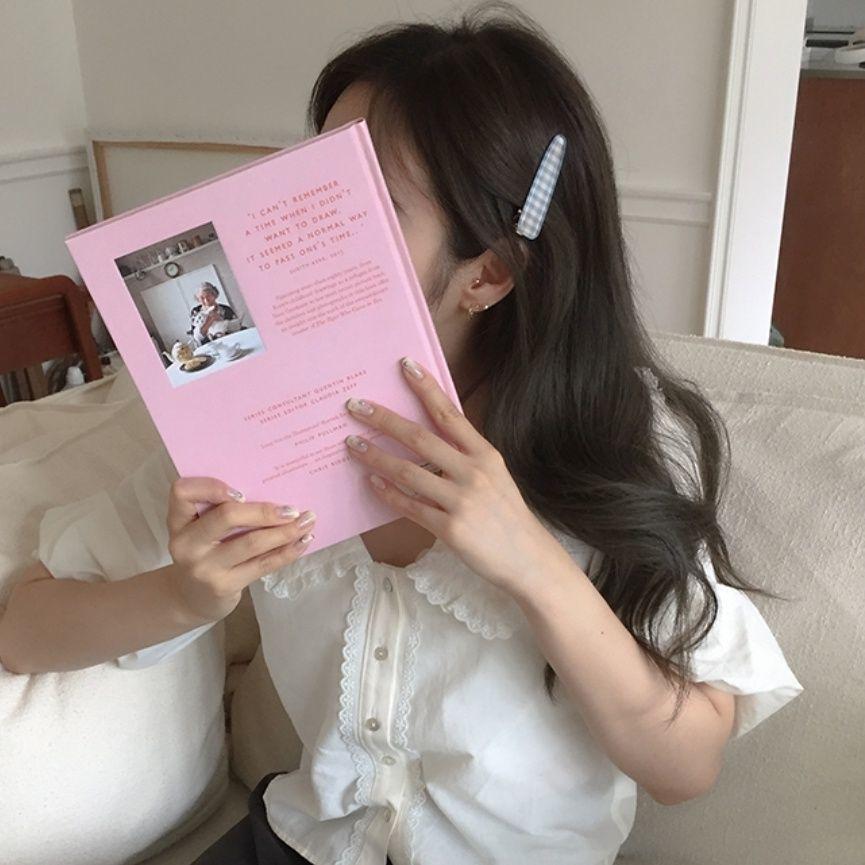 Koreanische Blaue Karo Schnabel-Haarspange für Babys