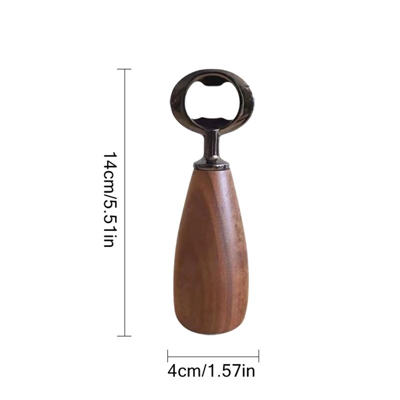 Wooden Bottle Opener Bartender Handheld Beer Jar Opener Wooden Can Stainless Steel Bottle Opener Creative Bottle Opener